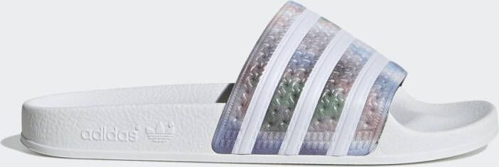 Adidas Originals Adilette badslippers wit/metallic zilver