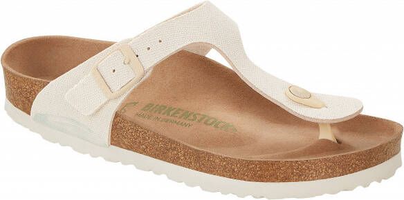 Birkenstock Women's Gizeh TEX Canvas Vegan Rivet Logo Sandalen Normal, beige/bruin