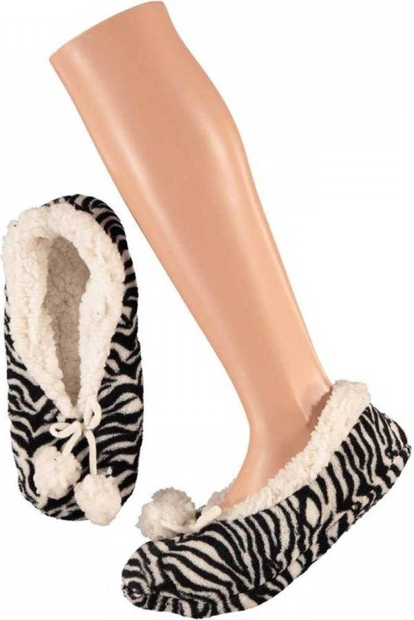 Apollo Dames Ballerina Pantoffels/sloffen Zebra Zwart/wit- 39 Sloffen Volwassenen