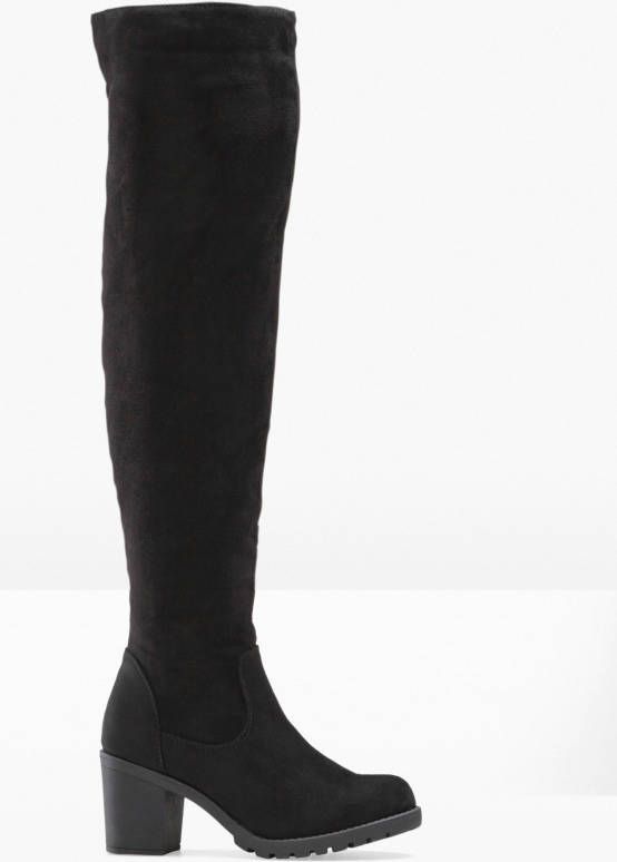 RAINBOW Overknee laarzen, zwart, imitatiesuèdeleer