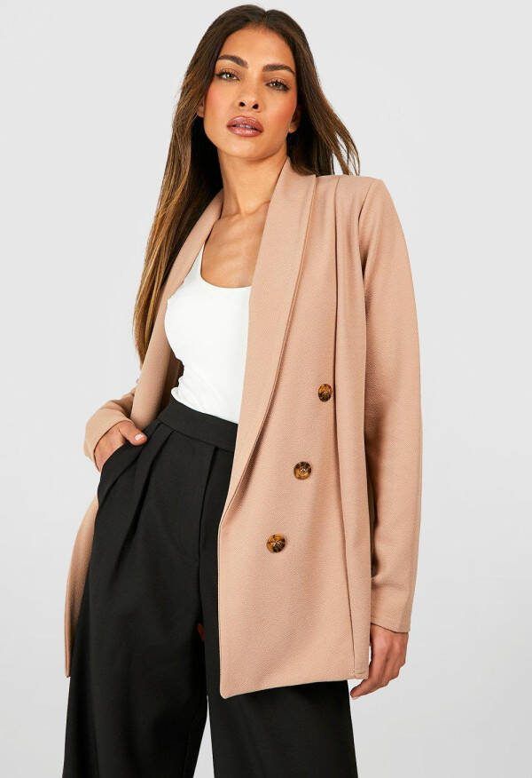 boohoo Baggy Basic Jersey Blazer, Camel