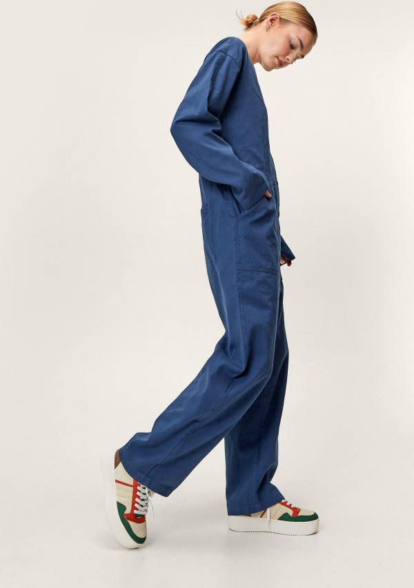 boohoo Baggy Doorknoop Overall, Indigo