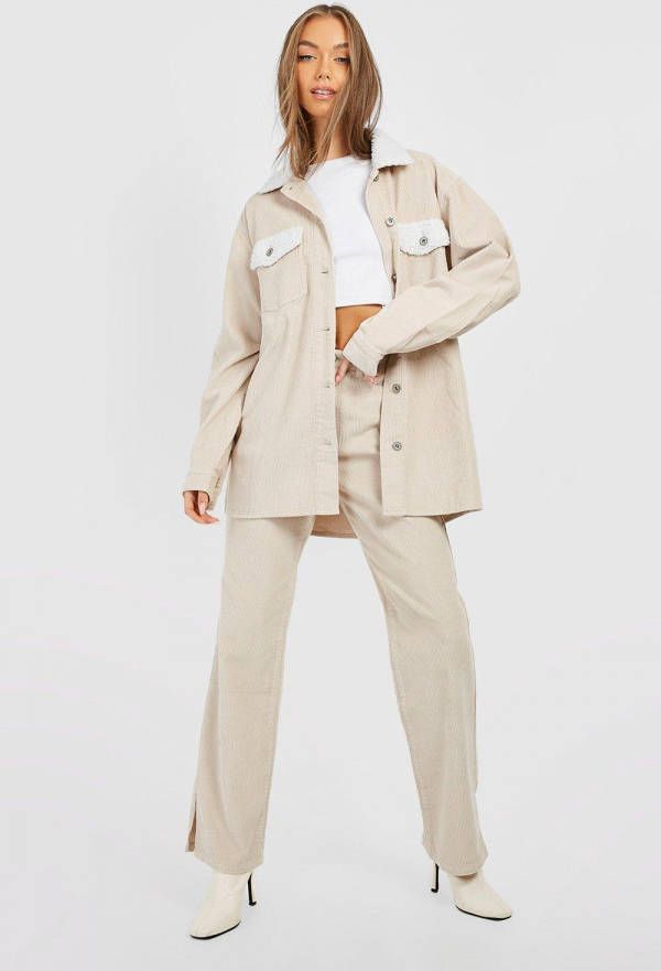 boohoo Corduroy Teddy Tussenjas, Ecru