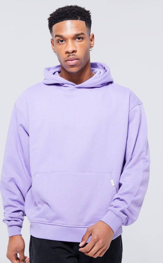 boohoo Dikke Boxy Loopback Hoodie, Purple