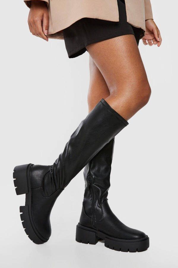 boohoo Dikke Knielaarzen, Black