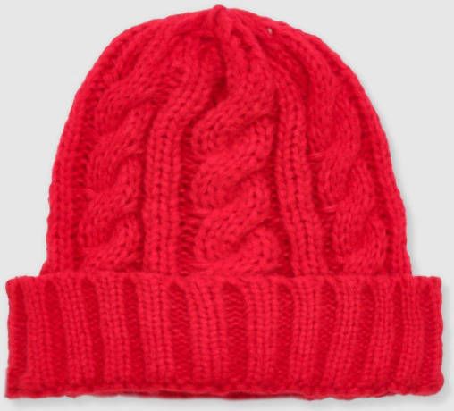 boohoo Dikke Rode Grof Gebreide Muts, Red