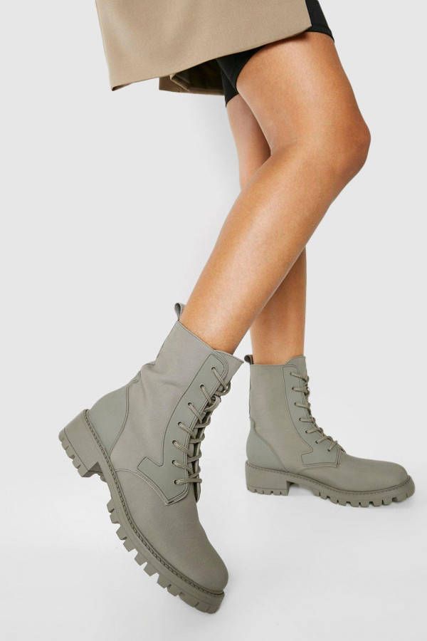 boohoo Dikke Rubberen Wandellaarzen, Washed Khaki