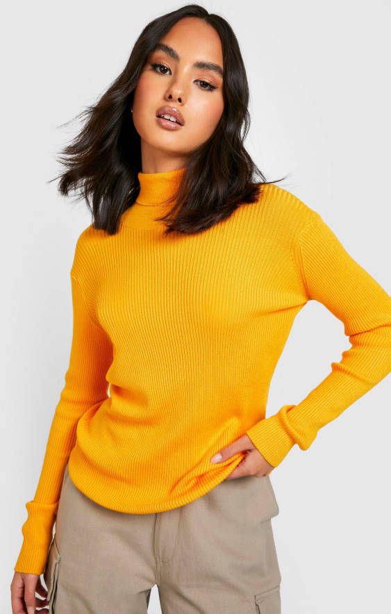 boohoo Fijn Gebreide Coltrui, Orange