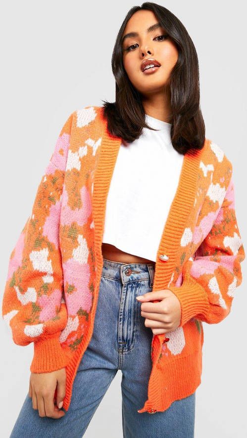 boohoo Geborsteld Gebreid Premium Bloemen Tank, Red