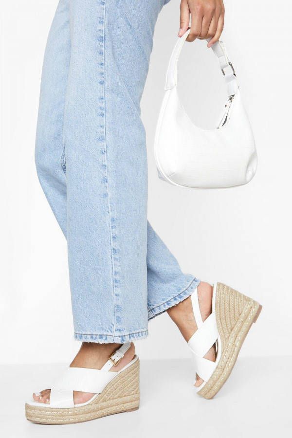 boohoo Gekruiste Krokodillen Sleehakken, White