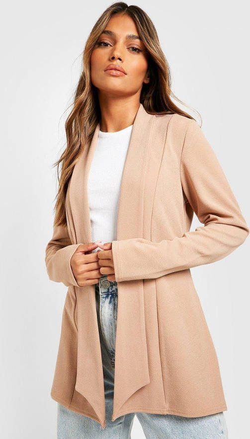 boohoo Getailleerde Basic Jersey Blazer, Camel