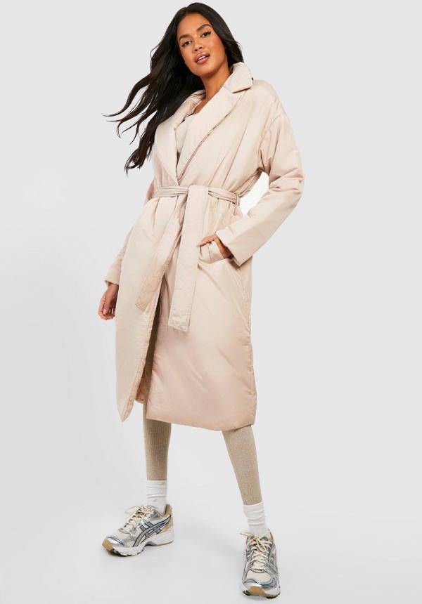 boohoo Gewatteerde Trenchcoat, Beige