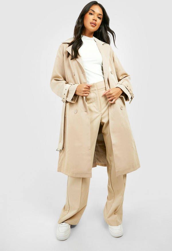 boohoo Nepleren Glimmende Premium Trenchcoat, Beige
