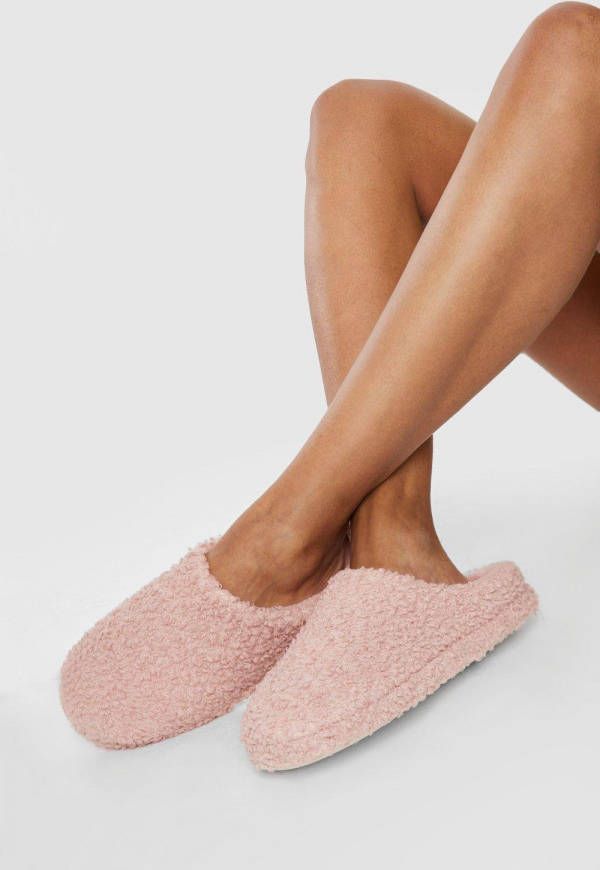 boohoo Nepwollen Sloffen, Pink