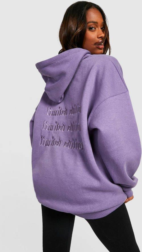 boohoo Oversized 3D Geborduurde Hoodie, Purple