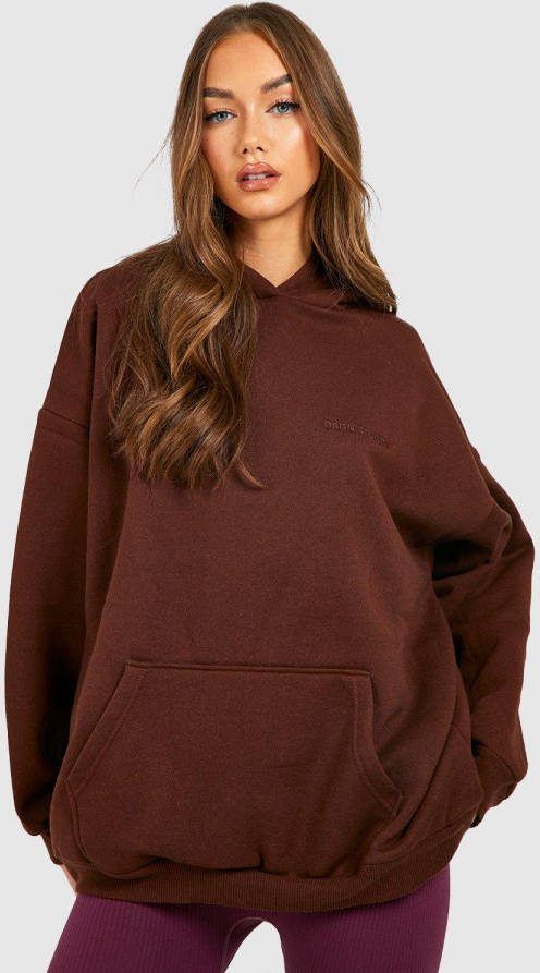 boohoo Oversized Gerecyclede Premium Hoodie, Chocolate