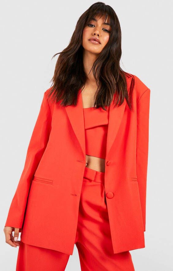 boohoo Oversized Getailleerde Baggy Blazer, Red Orange