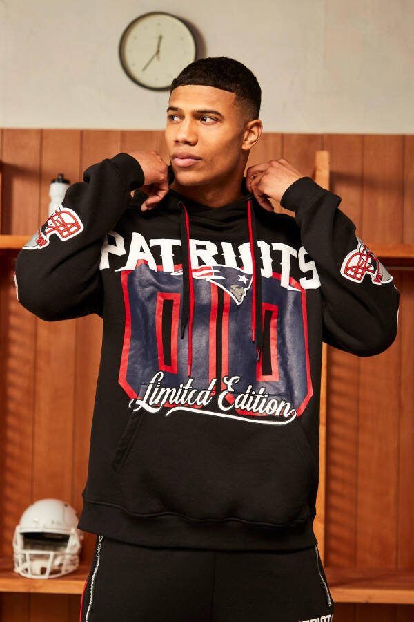 boohoo Oversized Nfl Patriots Hoodie, Black