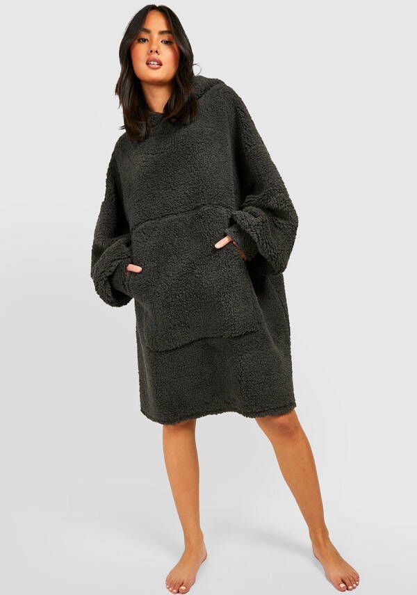 boohoo Oversized Pluizige Blanket Hoodie, Grey