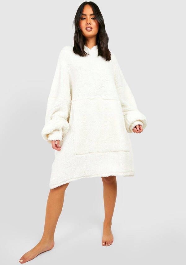 boohoo Oversized Pluizige Blanket Hoodie, Ivory