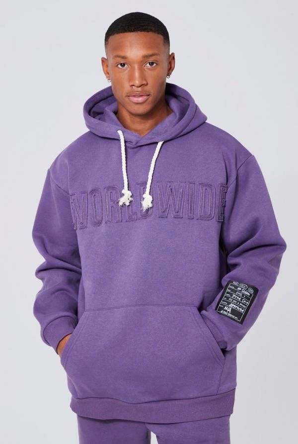 boohoo Oversized Worldwide Hoodie, Purple