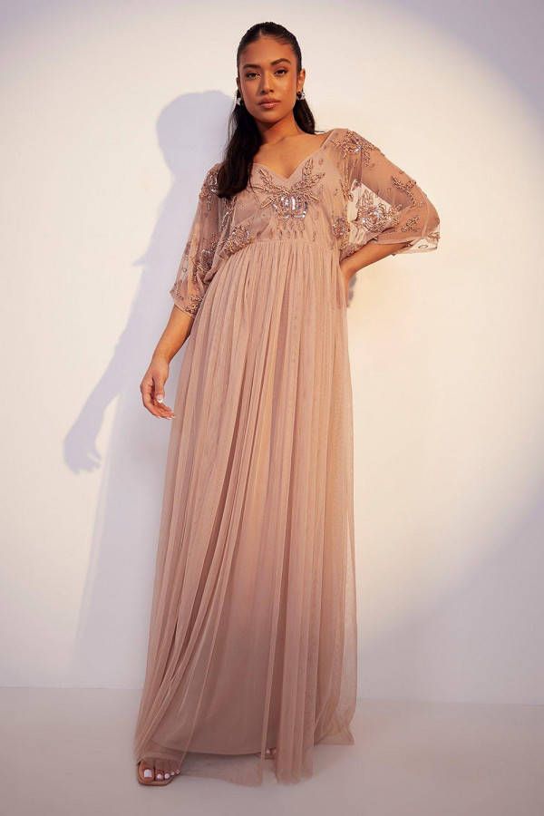 boohoo Petite Versierde Bruidsmeisjes Maxi Kimono, Blush