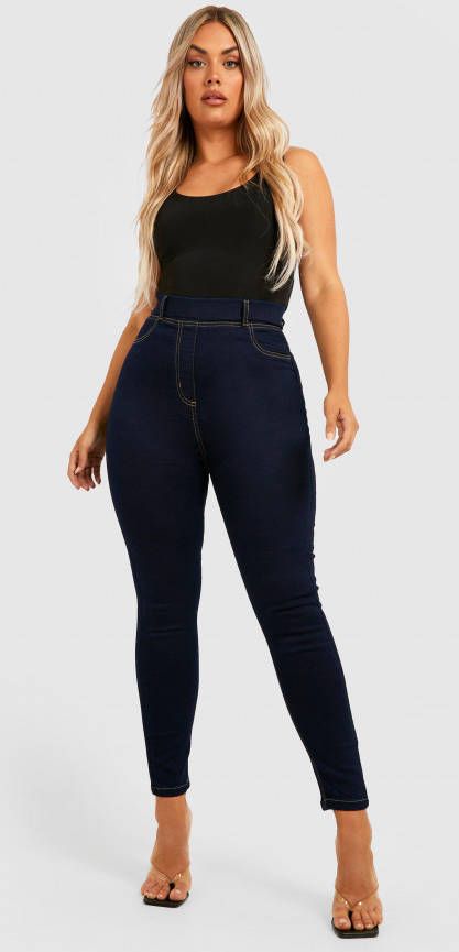 boohoo Plus Basic Rachel Jeggings, Indigo