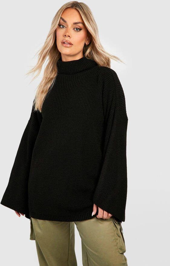 boohoo Plus Gebreide Coltrui, Black