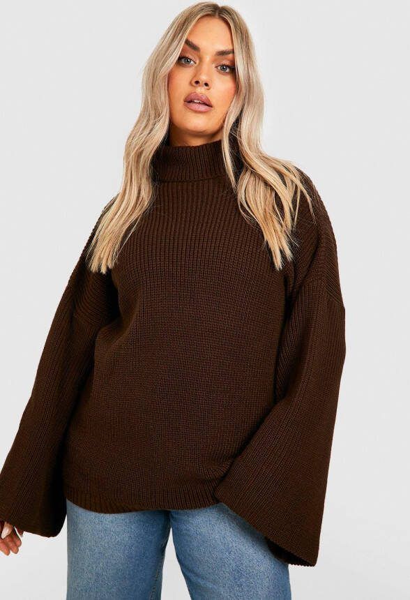 boohoo Plus Gebreide Coltrui, Chocolate