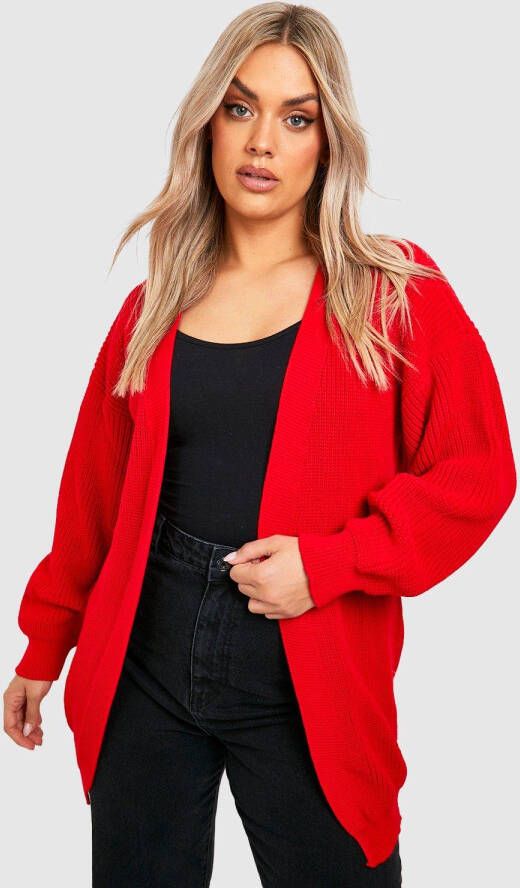 boohoo Plus Gebreide Edge To Edge Cardigan, Red