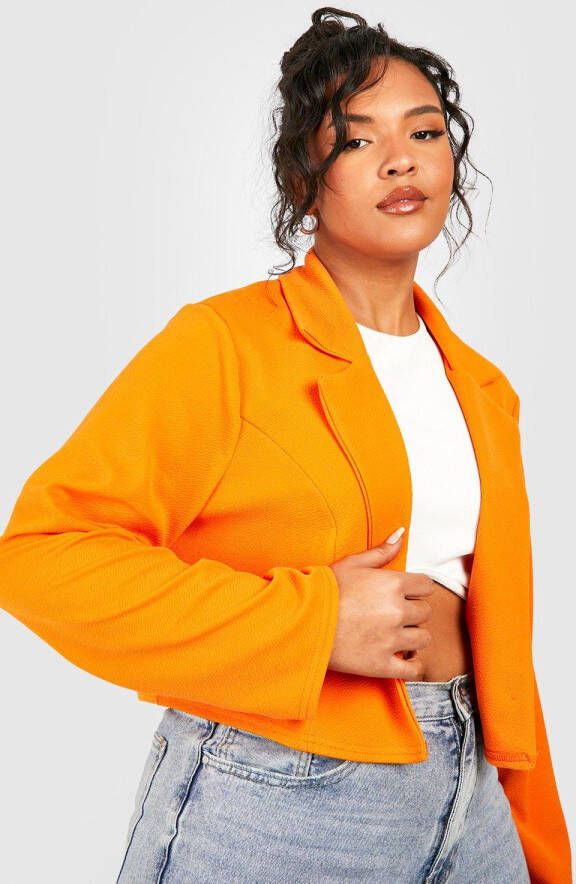 boohoo Plus Korte Basic Jersey Blazer, Orange
