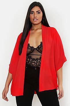 boohoo Plus Geweven Kimono, Rood