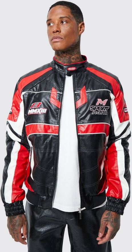 boohoo Pu Moto Bomberjack, Red