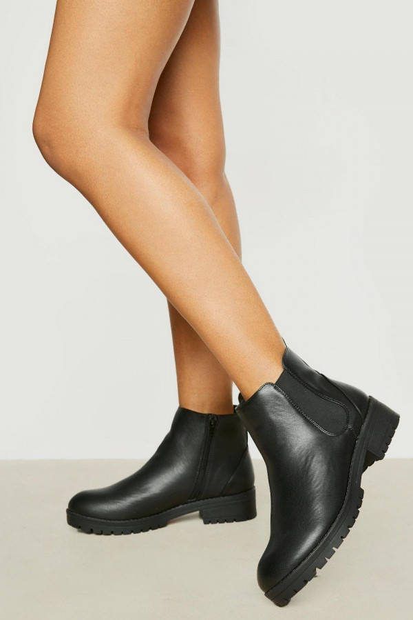 boohoo Pull On Chelsea Boots, Black