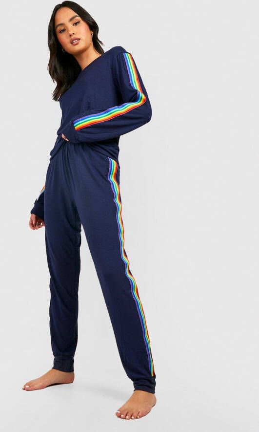 boohoo Regenboog Loungewear Set, Navy