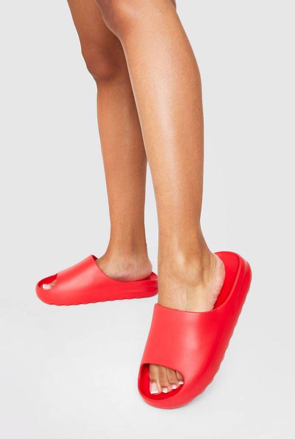 boohoo Stevige Slippers, Red