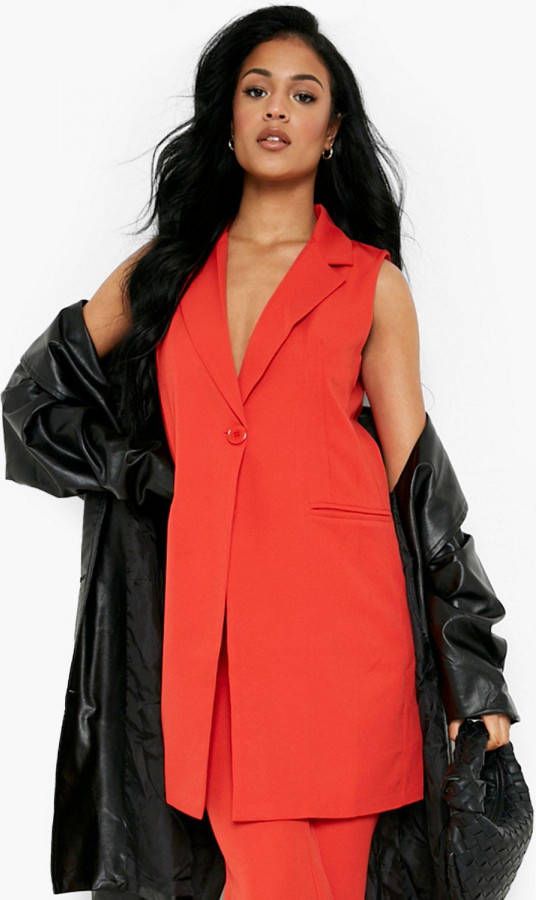 boohoo Tall Mouwloze Blazer, Red