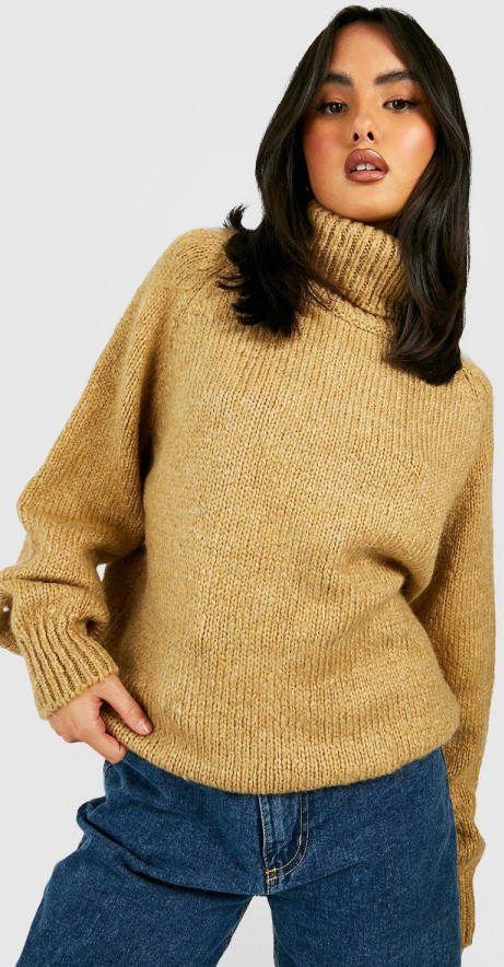 boohoo Zachte Gebreide Coltrui, Camel