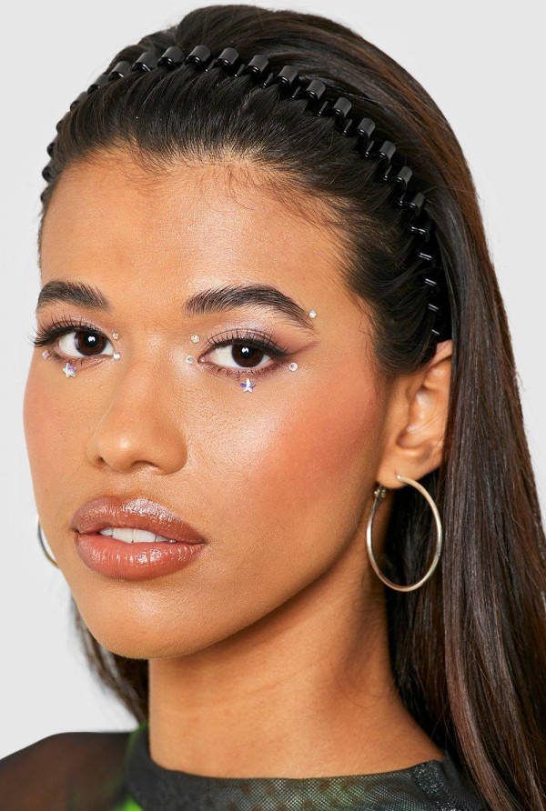 boohoo Zwarte Zig Zag Haarband, Black