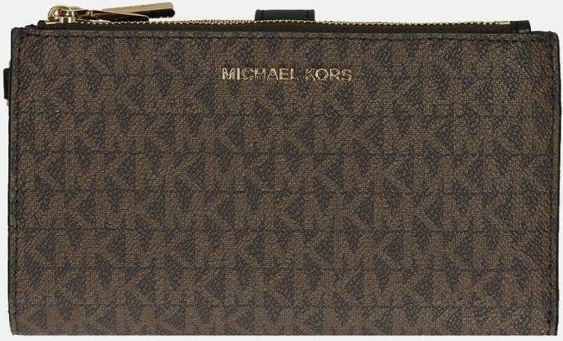 Michael Kors Jet Set Double Zip Wristlet portemonnee brown/black