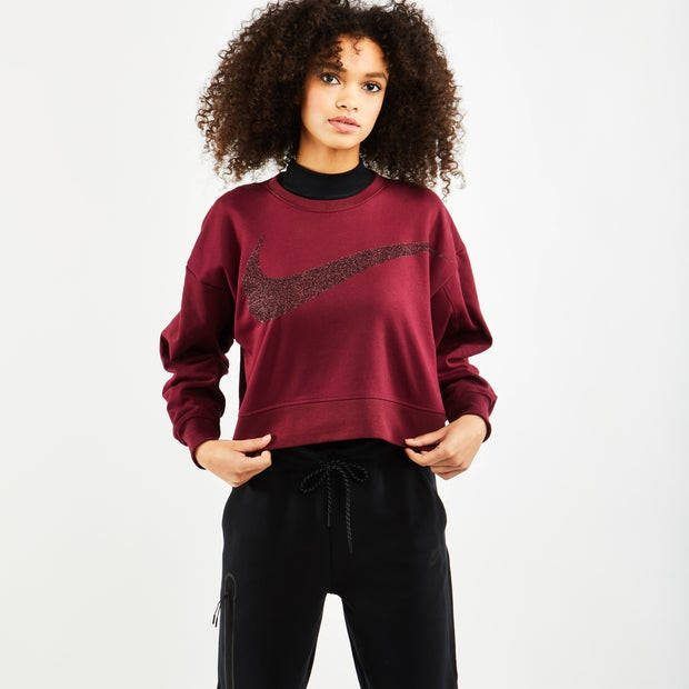 Nike Dy Get Fit Crew Dames Sweatshirts Maroon 61% Katoen, 39% Polyester