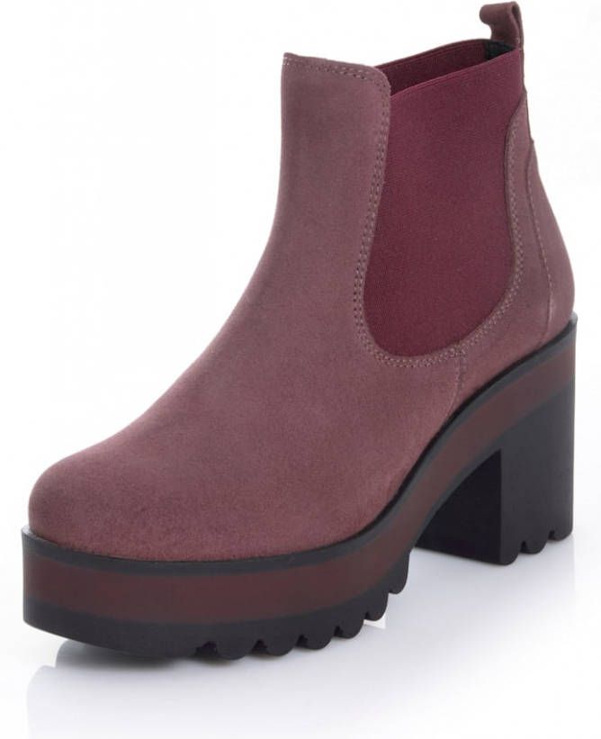 alba moda Enkellaarsje van zacht rundersuède Bordeaux
