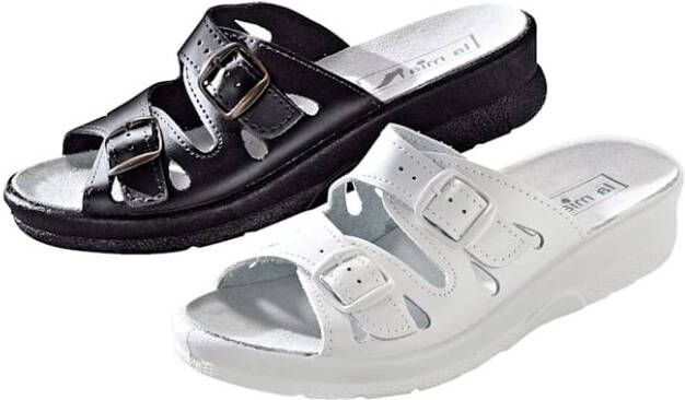 Muiltjes per 2 paar Mae&amp;Mathilda wit/zwart