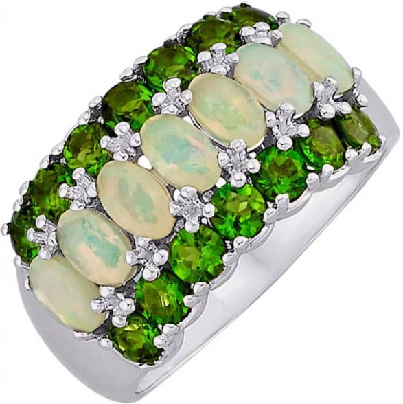 KLiNGEL Damesring van gerodineerd zilver Groen