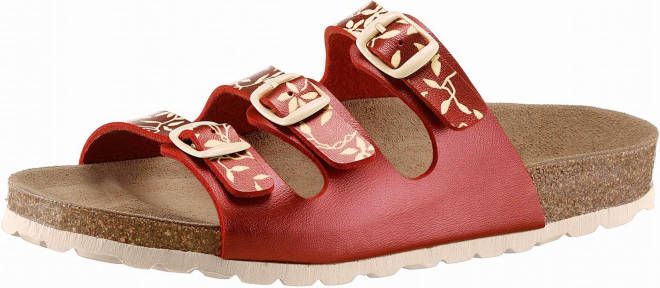 Slippers in rood geprint van Bio Time