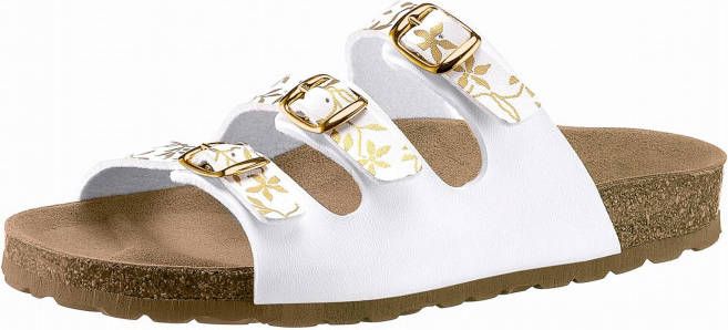 Slippers in wit geprint van Bio Time