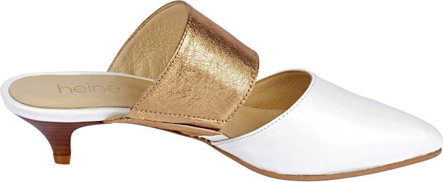 Slippers in wit/goudkleur van heine