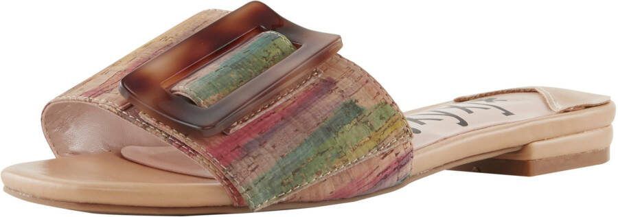 Slippers in zand/bont van heine