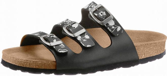 Slippers in zwart geprint van Bio Time