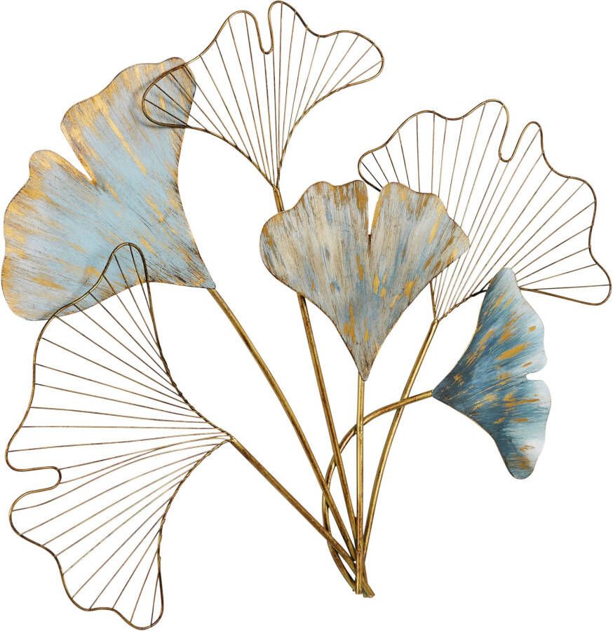 Wanddecor. bladeren in blauw/goudkleur van heine home